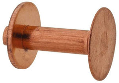 Made in USA - #10 Wire Body Diam, Flat Copper Belt Rivet with Washer - 5/8" Length Under Head, 7/16" Head Diam - Exact Tool & Supply