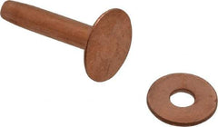 Made in USA - #10 Wire Body Diam, Flat Copper Belt Rivet with Washer - 3/4" Length Under Head, 7/16" Head Diam - Exact Tool & Supply