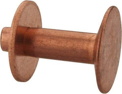 Made in USA - #12 Wire Body Diam, Flat Copper Belt Rivet with Washer - 1/2" Length Under Head, 3/8" Head Diam - Exact Tool & Supply