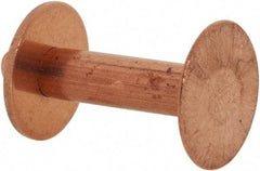 Made in USA - #12 Wire Body Diam, Flat Copper Belt Rivet with Washer - 5/8" Length Under Head, 3/8" Head Diam - Exact Tool & Supply