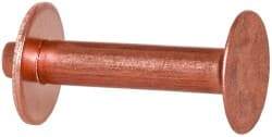 Made in USA - #12 Wire Body Diam, Flat Copper Belt Rivet with Washer - 3/4" Length Under Head, 3/8" Head Diam - Exact Tool & Supply