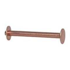 Made in USA - #12 Wire Body Diam, Flat Copper Belt Rivet with Washer - 1-1/2" Length Under Head, 3/8" Head Diam - Exact Tool & Supply