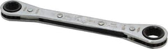 Proto - 3/8" x 7/16" 12 Point Ratcheting Box Wrench - Double End, 1-5/8" Head Diam x 1/2" Head Thickness, 5-1/2" OAL, Steel, Chrome Finish - Exact Tool & Supply