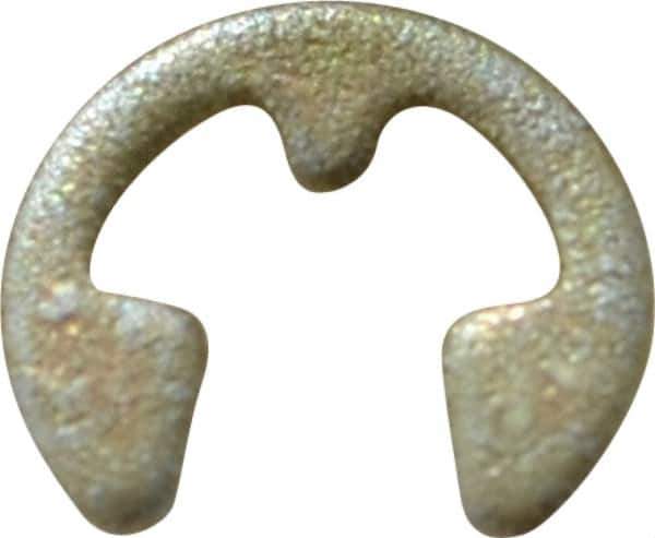 Rotor Clip - 0.074" Groove Diam, 3/32" Shaft Diam, Zinc Yellow Dichromate Steel, E Style External Retaining Rings - 0.02" Groove Width, 0.01" Groove Depth, 0.015" Ring Thickness, Grade 1060-1090 - Exact Tool & Supply