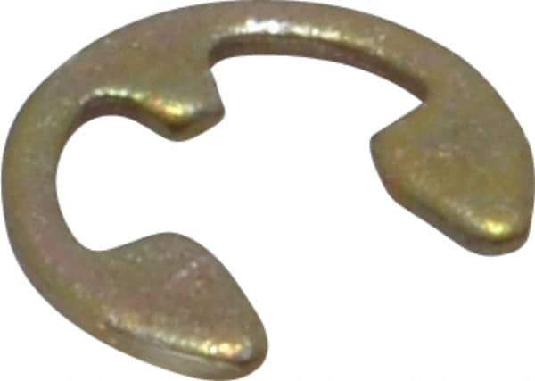 Rotor Clip - 0.147" Groove Diam, 3/16" Shaft Diam, Zinc Yellow Dichromate Steel, E Style External Retaining Rings - 0.029" Groove Width, 0.02" Groove Depth, 0.025" Ring Thickness, Grade 1060-1090 - Exact Tool & Supply