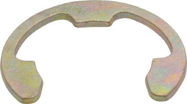 Rotor Clip - 5/8" Groove Diam, 3/4" Shaft Diam, Zinc Yellow Dichromate Steel, E Style External Retaining Rings - 0.056" Groove Width, 0.062" Groove Depth, 0.05" Ring Thickness, Grade 1060-1090 - Exact Tool & Supply