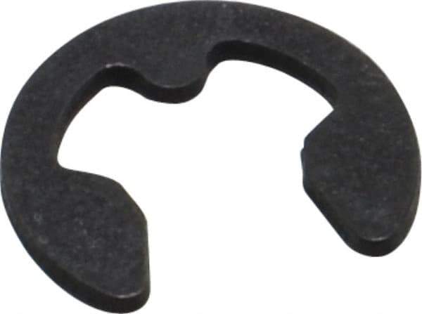 Rotor Clip - 4mm Groove Diam, 5 to 7mm Shaft Diam, Phosphate & Oil Steel, E Style External Retaining Rings - 0.74mm Groove Width, 0.7mm Ring Thickness, Grade 1060-1090 - Exact Tool & Supply