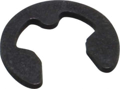 Rotor Clip - 4mm Groove Diam, 5 to 7mm Shaft Diam, Phosphate & Oil Steel, E Style External Retaining Rings - 0.74mm Groove Width, 0.7mm Ring Thickness, Grade 1060-1090 - Exact Tool & Supply