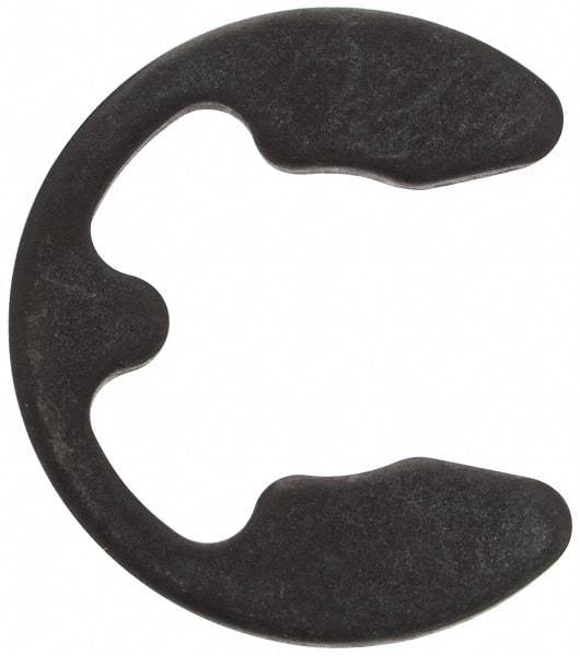 Rotor Clip - 10mm Groove Diam, 11 to 15mm Shaft Diam, Phosphate & Oil Steel, E Style External Retaining Rings - 1.25mm Groove Width, 1.2mm Ring Thickness, Grade 1060-1090 - Exact Tool & Supply
