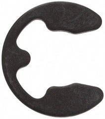 Rotor Clip - 10mm Groove Diam, 11 to 15mm Shaft Diam, Phosphate & Oil Steel, E Style External Retaining Rings - 1.25mm Groove Width, 1.2mm Ring Thickness, Grade 1060-1090 - Exact Tool & Supply