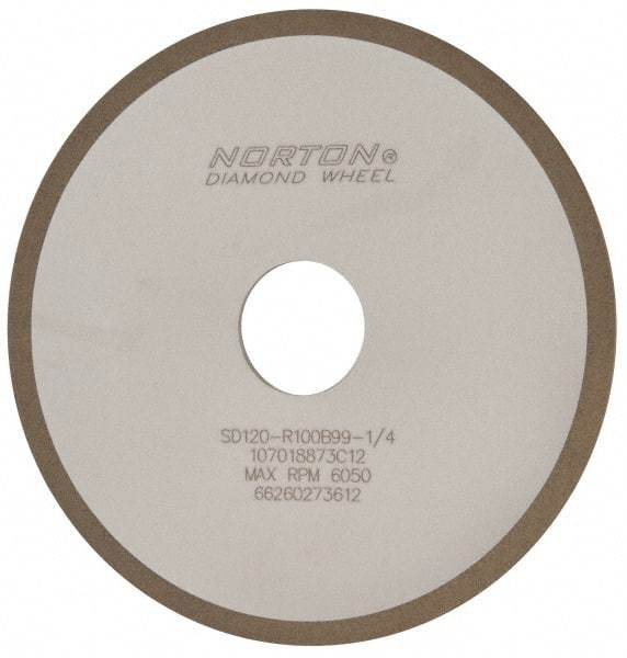 Norton - 6" Diam x 1-1/4" Hole x 1/8" Thick, 120 Grit Surface Grinding Wheel - Diamond, Type 1A1, Fine Grade, Resinoid Bond - Exact Tool & Supply
