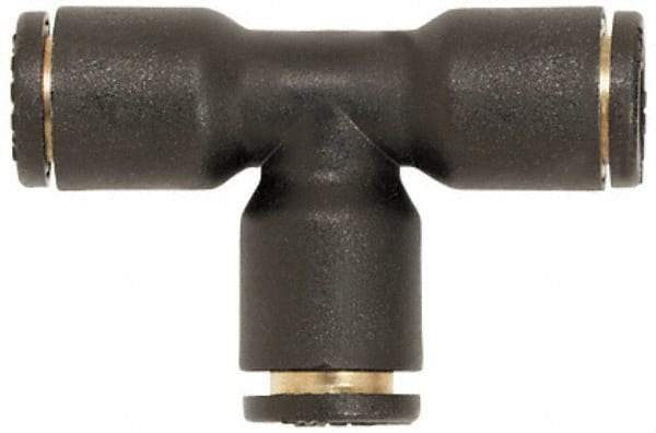 Coilhose Pneumatics - 5/32" OD, Glass Reinforced Nylon Push-to-Connect Union Tee - 225 Max psi, Black - Exact Tool & Supply