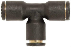 Coilhose Pneumatics - 1/4" OD, Glass Reinforced Nylon Push-to-Connect Union Tee - 225 Max psi, Tube to Tube - Exact Tool & Supply
