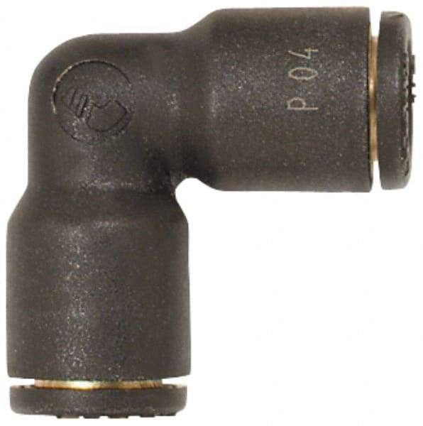 Coilhose Pneumatics - 1/2" OD, Glass Reinforced Nylon Push-to-Connect Union Elbow - 225 Max psi, Black - Exact Tool & Supply
