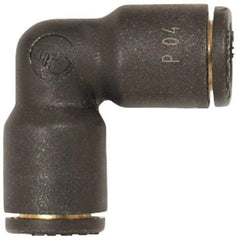 Coilhose Pneumatics - 1/2" OD, Glass Reinforced Nylon Push-to-Connect Union Elbow - 225 Max psi, Black - Exact Tool & Supply