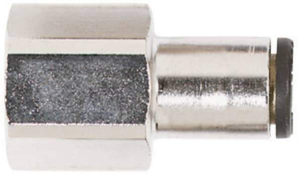 Coilhose Pneumatics - 1/4" OD, 1/8 NPT, Glass Reinforced Nylon/Nickel Plated Brass Push-to-Connect Female Connector - 225 Max psi - Exact Tool & Supply