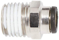 Coilhose Pneumatics - 1/8" OD, 10-32 NPT, Glass Reinforced Nylon/Nickel Plated Brass Push-to-Connect Male Connector - 225 Max psi - Exact Tool & Supply