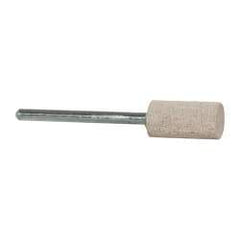 Cratex - 3/8" Head Diam x 3/4" Thickness, W177, Cylinder End, Aluminum Oxide Mounted Point - Fine Grade, 120 Grit, 17,620 RPM - Exact Tool & Supply