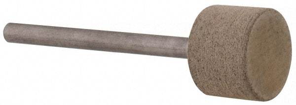 Cratex - 1/2" Head Diam x 3/8" Thickness, W184, Cylinder End, Aluminum Oxide Mounted Point - Fine Grade, 120 Grit, 19,500 RPM - Exact Tool & Supply