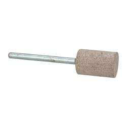 Cratex - 1/2" Head Diam x 3/4" Thickness, W186, Cylinder End, Aluminum Oxide Mounted Point - Medium Grade, 80 Grit, 12,750 RPM - Exact Tool & Supply