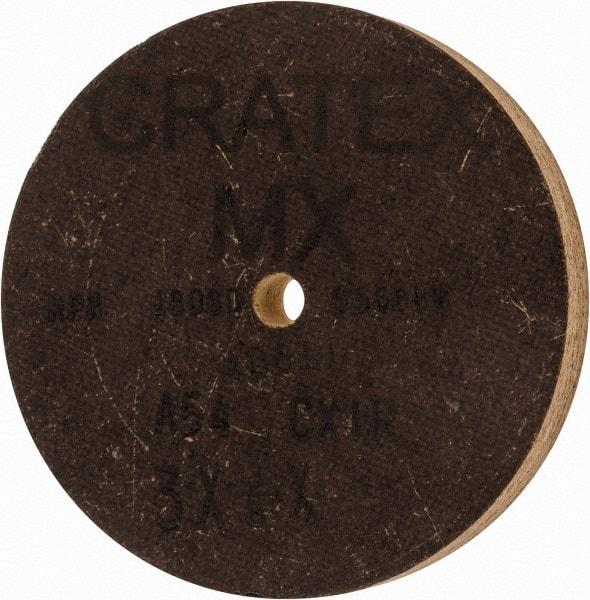 Cratex - 3" Diam x 1/4" Hole x 3/8" Thick, 54 Grit Surface Grinding Wheel - Aluminum Oxide, Type 1, Coarse Grade, 18,080 Max RPM, No Recess - Exact Tool & Supply