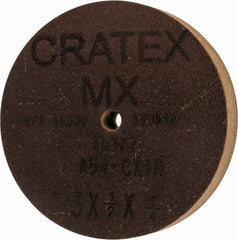 Cratex - 3" Diam x 1/4" Hole x 1/2" Thick, 54 Grit Surface Grinding Wheel - Aluminum Oxide, Type 1, Coarse Grade, 18,080 Max RPM, No Recess - Exact Tool & Supply