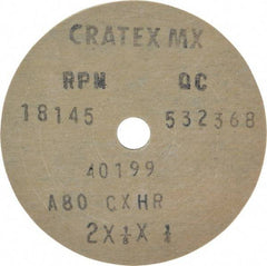 Cratex - 2" Diam x 1/4" Hole x 1/8" Thick, 80 Grit Surface Grinding Wheel - Aluminum Oxide, Type 1, Medium Grade, 18,145 Max RPM, No Recess - Exact Tool & Supply