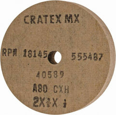 Cratex - 2" Diam x 1/4" Hole x 3/8" Thick, 80 Grit Surface Grinding Wheel - Aluminum Oxide, Type 1, Medium Grade, 18,145 Max RPM, No Recess - Exact Tool & Supply
