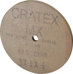 Cratex - 3" Diam x 1/4" Hole x 1/8" Thick, 80 Grit Surface Grinding Wheel - Aluminum Oxide, Type 1, Medium Grade, 12,095 Max RPM, No Recess - Exact Tool & Supply