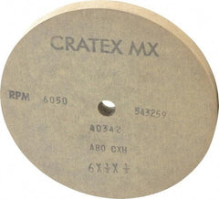 Cratex - 6" Diam x 1/2" Hole x 1/2" Thick, 80 Grit Surface Grinding Wheel - Aluminum Oxide, Type 1, Medium Grade, 6,050 Max RPM, No Recess - Exact Tool & Supply