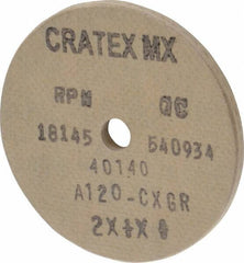 Cratex - 2" Diam x 1/4" Hole x 1/8" Thick, 120 Grit Surface Grinding Wheel - Aluminum Oxide, Type 1, Fine Grade, 18,145 Max RPM, No Recess - Exact Tool & Supply