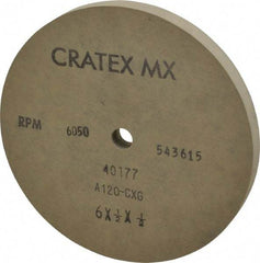 Cratex - 6" Diam x 1/2" Hole x 1/2" Thick, 120 Grit Surface Grinding Wheel - Aluminum Oxide, Type 1, Fine Grade, 6,050 Max RPM, No Recess - Exact Tool & Supply