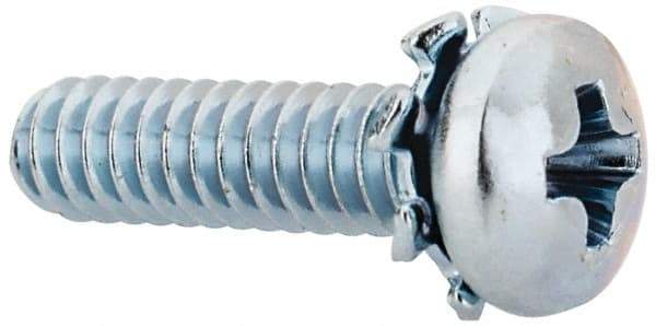 Value Collection - #4-40 UNC, 7/16" Length Under Head Phillips Drive Machine Screw - Pan Head, Grade J82 Steel, Zinc-Plated Finish, External Tooth - Exact Tool & Supply