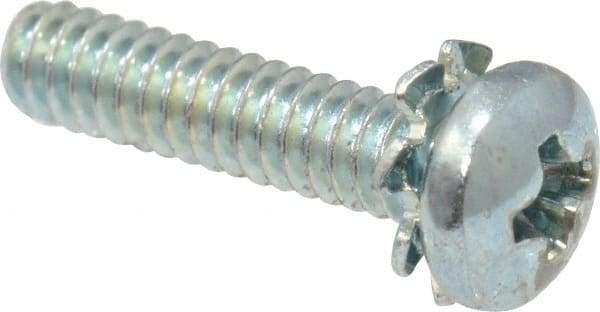 Value Collection - #4-40 UNC, 1/2" Length Under Head Phillips Drive Machine Screw - Pan Head, Grade J82 Steel, Zinc-Plated Finish, External Tooth - Exact Tool & Supply