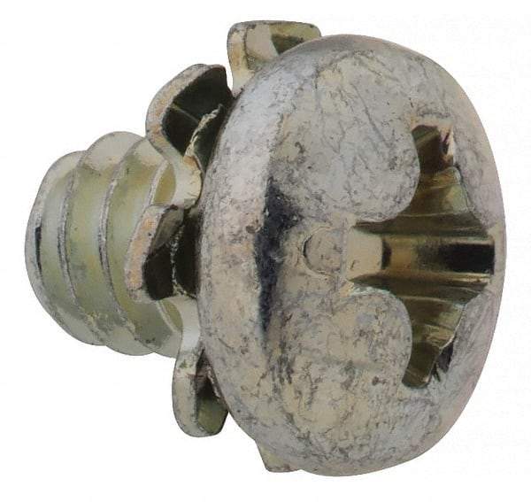 Value Collection - #6-32 UNC, 3/16" Length Under Head Phillips Drive Machine Screw - Pan Head, Grade J82 Steel, Zinc-Plated Finish, External Tooth - Exact Tool & Supply