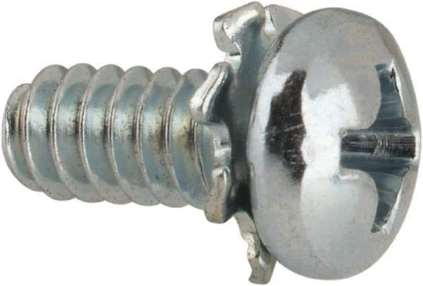 Value Collection - #6-32 UNC, 5/16" Length Under Head Phillips Drive Machine Screw - Pan Head, Grade J82 Steel, Zinc-Plated Finish, External Tooth - Exact Tool & Supply