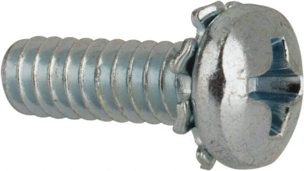 Value Collection - #6-32 UNC, 7/16" Length Under Head Phillips Drive Machine Screw - Pan Head, Grade J82 Steel, Zinc-Plated Finish, External Tooth - Exact Tool & Supply
