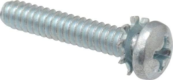 Value Collection - #6-32 UNC, 3/4" Length Under Head Phillips Drive Machine Screw - Pan Head, Grade J82 Steel, Zinc-Plated Finish, External Tooth - Exact Tool & Supply