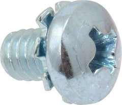 Value Collection - #8-32 UNC, 1/4" Length Under Head Phillips Drive Machine Screw - Pan Head, Grade J82 Steel, Zinc-Plated Finish, External Tooth - Exact Tool & Supply