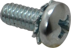 Value Collection - #8-32 UNC, 3/8" Length Under Head Phillips Drive Machine Screw - Pan Head, Grade J82 Steel, Zinc-Plated Finish, External Tooth - Exact Tool & Supply
