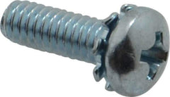 Value Collection - #8-32 UNC, 1/2" Length Under Head Phillips Drive Machine Screw - Pan Head, Grade J82 Steel, Zinc-Plated Finish, External Tooth - Exact Tool & Supply