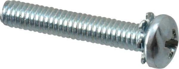 Value Collection - #8-32 UNC, 1" Length Under Head Phillips Drive Machine Screw - Pan Head, Grade J82 Steel, Zinc-Plated Finish, External Tooth - Exact Tool & Supply