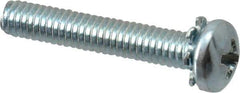 Value Collection - #8-32 UNC, 1" Length Under Head Phillips Drive Machine Screw - Pan Head, Grade J82 Steel, Zinc-Plated Finish, External Tooth - Exact Tool & Supply