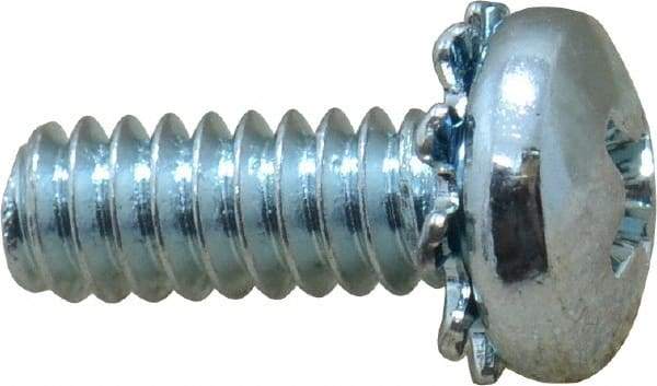 Value Collection - #10-24 UNC, 1/2" Length Under Head Phillips Drive Machine Screw - Pan Head, Grade J82 Steel, Zinc-Plated Finish, External Tooth - Exact Tool & Supply