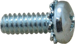 Value Collection - #10-24 UNC, 1/2" Length Under Head Phillips Drive Machine Screw - Pan Head, Grade J82 Steel, Zinc-Plated Finish, External Tooth - Exact Tool & Supply