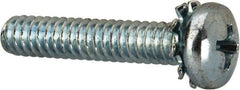 Value Collection - #10-24 UNC, 1" Length Under Head Phillips Drive Machine Screw - Pan Head, Grade J82 Steel, Zinc-Plated Finish, External Tooth - Exact Tool & Supply