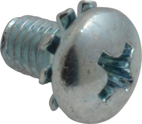 Value Collection - #10-32 UNF, 5/16" Length Under Head Phillips Drive Machine Screw - Pan Head, Grade J82 Steel, Zinc-Plated Finish, External Tooth - Exact Tool & Supply