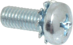 Value Collection - #10-32 UNF, 1/2" Length Under Head Phillips Drive Machine Screw - Pan Head, Grade J82 Steel, Zinc-Plated Finish, External Tooth - Exact Tool & Supply