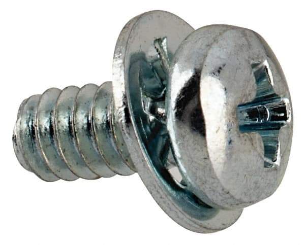 Value Collection - #4-40 UNC, 1/4" Length Under Head Phillips Drive Machine Screw - Pan Head, Grade J82 Steel, Zinc-Plated Finish, Internal Tooth - Exact Tool & Supply