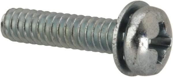Value Collection - #6-32 UNC, 5/8" Length Under Head Phillips Drive Machine Screw - Pan Head, Grade J82 Steel, Zinc-Plated Finish, Internal Tooth - Exact Tool & Supply